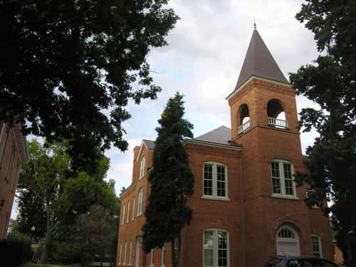 Photo Of The Newberry College. The Bell Tower is said to be haunted by a young lady from the Civil War Era who jumped to her death when she heard of her boy friend being killed in the Civil War. She is seen often up in the Bell Tower.