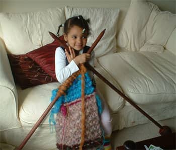 Okay, these knitting needles are a bit much, but I have seen them used in classrooms as a demonstration.