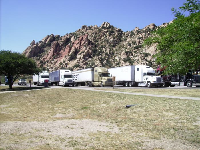 Texas Canyon rest stop is a popular rest stop for truck drivers as they travel between Atlanta and Los Angles along I-10 the major East-West route along the southern border of the United States.