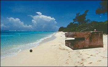World War II bunker on beach on Midway Island. (photo courtesy of National Park Service - see link in links section below)
