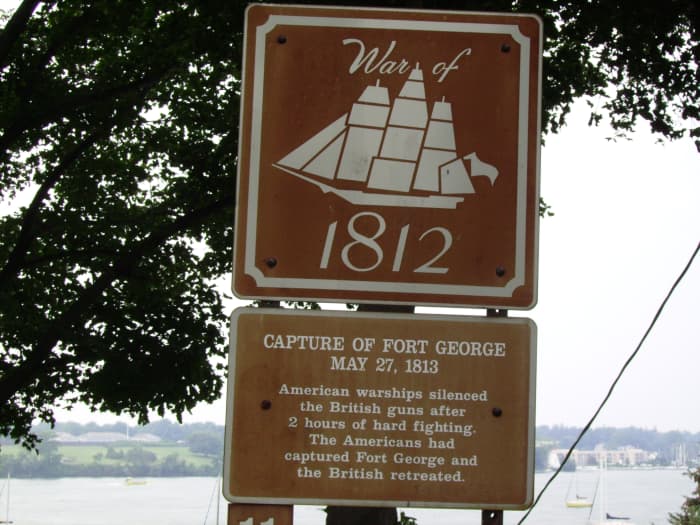 View across Niagara River from Youngstown, New York at the historic Britis Ft. George on the Canadian side. This area was site of much fighting during the War of 1812.