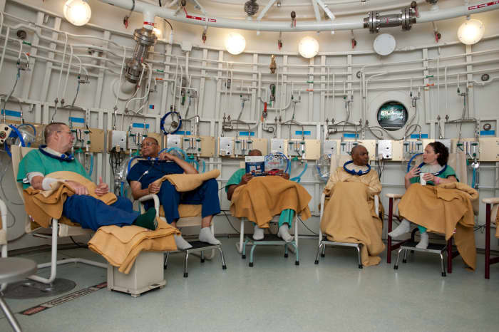 David Grant USAF Medical Center - Hyperbaric Medicine Department. Several practitioners use the HBOT room.