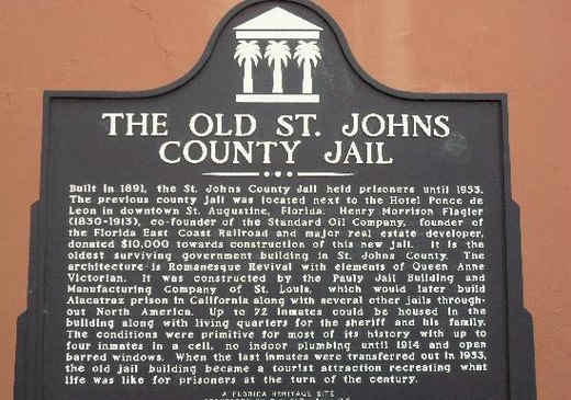 Here is the marker outside the Old St Johns County Jail in St Augustine Florida.