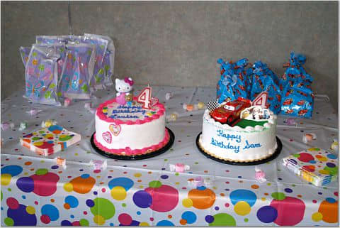 A simple, uniting background can help you blend birthday party themes for with twins with different tastes