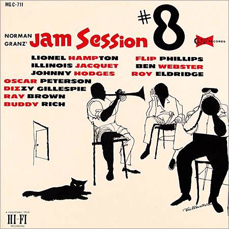 Various Artists "Jam Session, vol. 8" Clef Records 711 12" LP Vinyl Record (1956) Album Cover Art by David Stone Martin