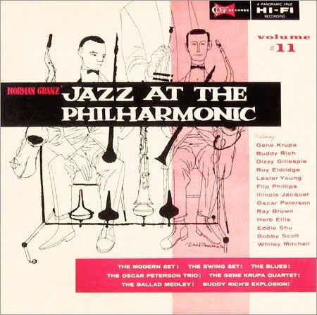 Jazz At The Philharmonic, vol 11 Clef Records 12" LP Vinyl Record (1954) Album Cover Art by David Stone Martin