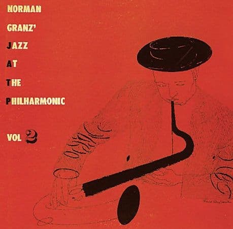 "Jazz At The Philharmonic, vol 2" 10" Mercury Records MG Volume 2 10" LP Vinyl Record (1957) Album Cover Art by David Stone Martin