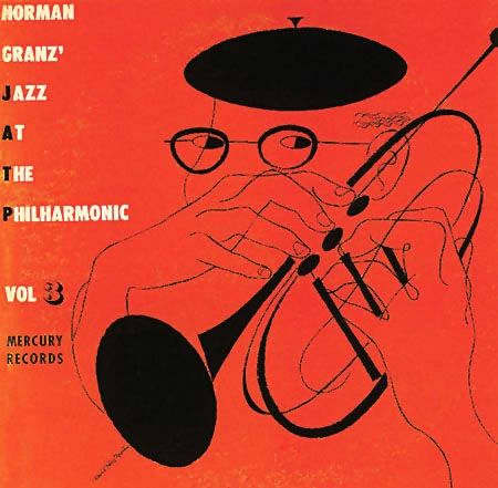 Jazz at the Philharmonic, vol. 3 - Mercury / Clef JATP vol 3 10" LP Vinyl Record (1951) Album Cover Art by David Stone Martin