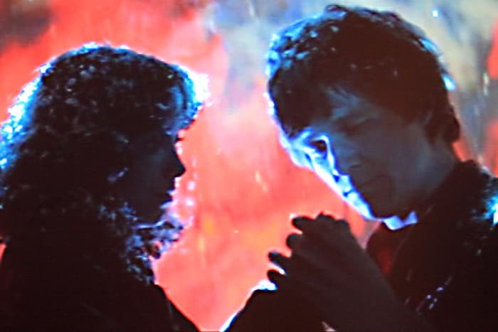 The Crater Scene - the closing sequence. The Starman and Jenny Hayden embrace as the alien space ship descends to the Arizona crater for its rendevous