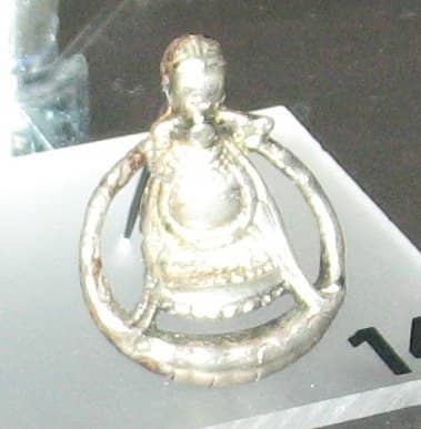 A Viking period silver amulet of the Norse goddess Freyja found in Aska in Hagebyhöga parish, Aska hundred, Vadstena municipality, Östergötland, Sweden.