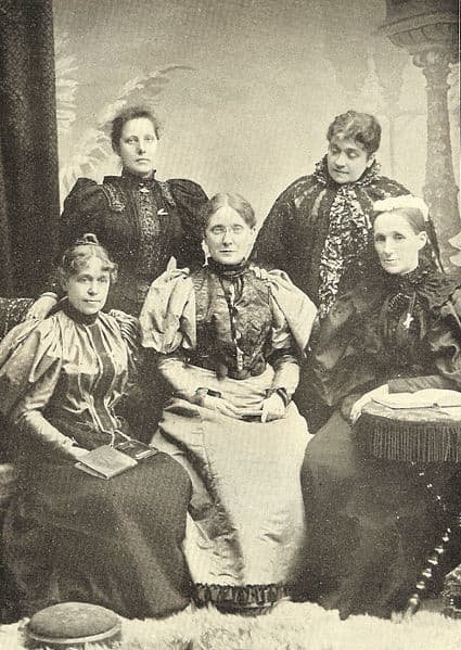 General Officers of the W.C.T.U. (left to right): Anna A. Gordon, Assistant Secretary; Agnes E. Slack, Secretary; Francis Willard, President; Lady Henry Somerset, Vice-President-at-large; Mary E. Sanderson, Treasurer