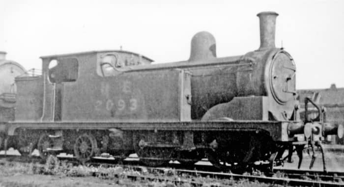The LNER North Eastern Region loaned a number of locomotives to the heavily beset Eastern Region, 2093 amongst them. She looks careworn in this shot taken at Stratford (East London) locomotive shed in 1946