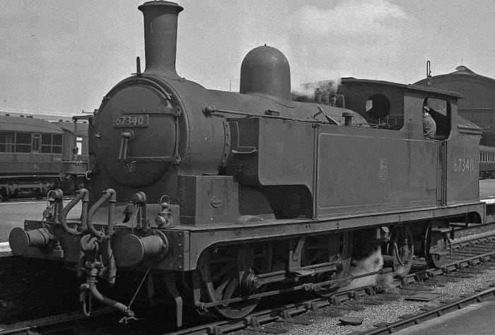 Class G5 67340 with extended side tank, the extra pipes on the front buffer beam here denote the engine was fitted for push-pull duties - common on NE branch lines to avoid run-around at termini