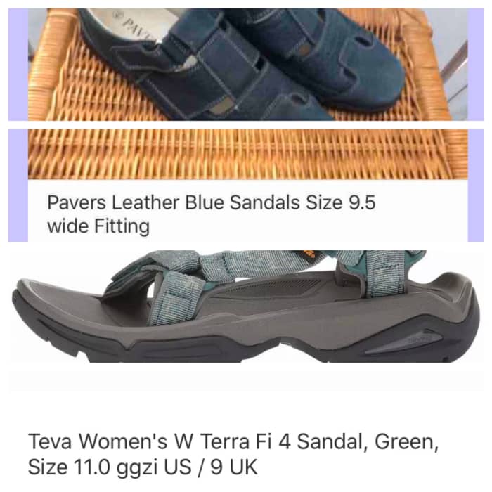 There are many kinds of sandals and this compromised image shows two contrasting types from comfortable summer shoes to trainer sandals