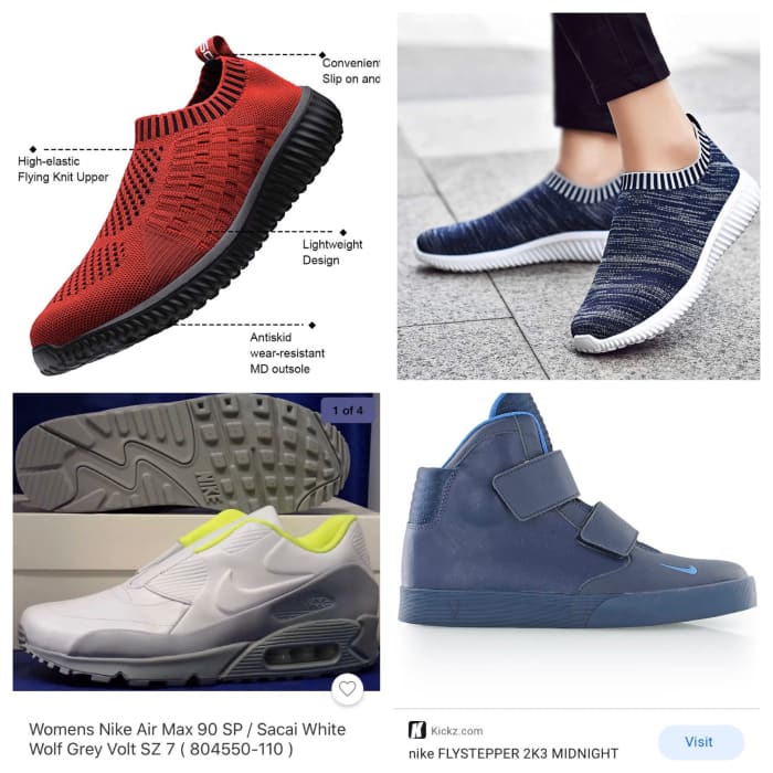 Trainers can be a challenging fit if purchased online. Slip on fabric ones from the East are extremely comfortable