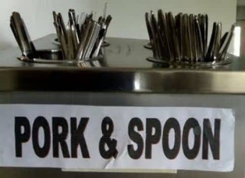 Wow, free pork with the spoon? Good thing you don't need a fork to eat the items in the putlong menu above.