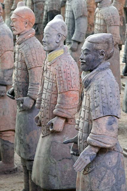 The four pits that surround the emperor's tomb contain the terracotta army - one pit alone contains 6,000 figures.