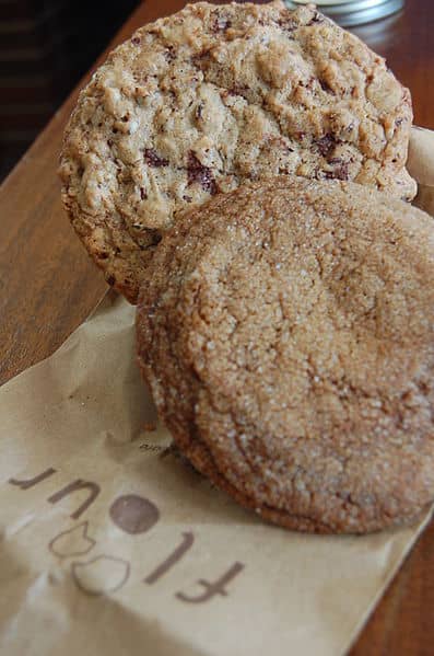 I got a ginger molasses cookie (my favourite of theirs) and a Chunky Lola (chocolate chip with pecans). Yum!