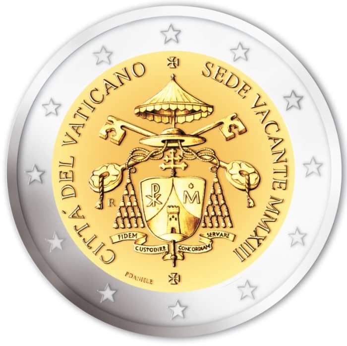 Preview of the new coin of the Vatican. Notice the Chi-Rho in the shield. Also notice that the whole emblem is a chi-Rho.