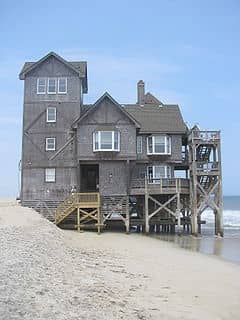 The house that was used as the inn in Nights of Rodanthe the movie. Nights in Rodanthe was filmed in Rodanthe, North Carolina. This house, associated with the romantic movie, has been a tourist attraction.