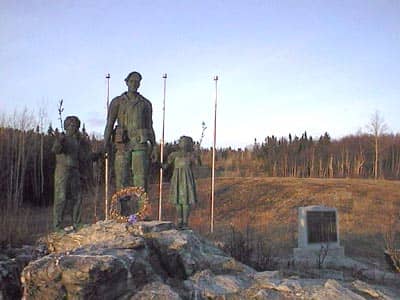 The monument entitled "Silent Witness" a forever memory to Flight 1285, is located over looking the crash site of the charter Arrow Air DC-8 at Gander Lake, Newfoundland.