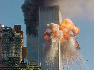 United Airlines, Flight 175, a Boeing 767, on a scheduled flight from Boston to Los Angeles, crashes into the south tower of the World Trade Center in New York.