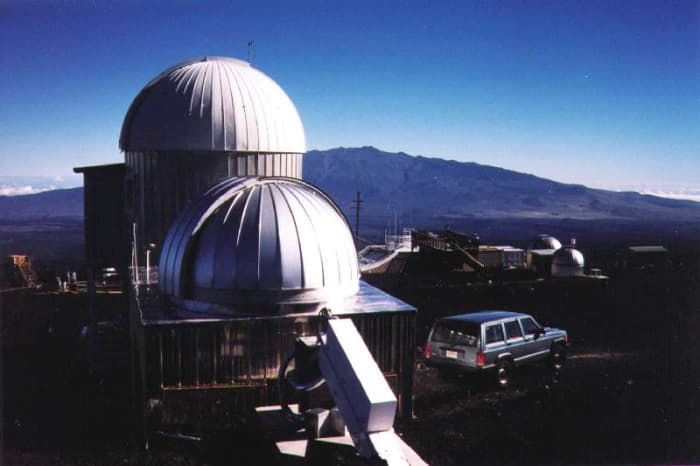 Solar Observatory domes at Mauna Loa Observatory. The Solar observatory is a fitting companion to the main atmospheric observatory. Image courtesy Wikipedia.