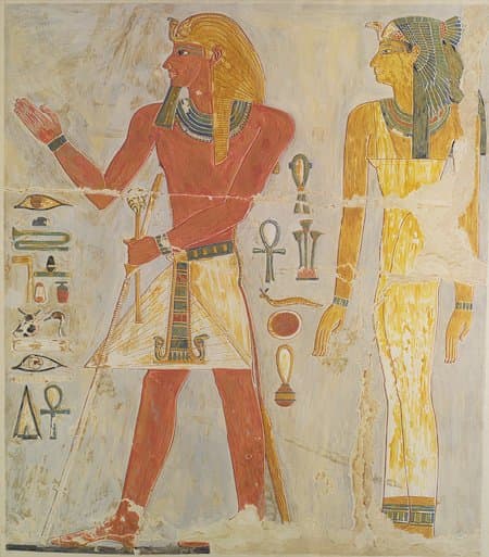Pharaoh Thutmose I and his daughter Thermuthis, who according to Hewish Hstorian Josephus, found Moses amongst the reeds, close to the Nile