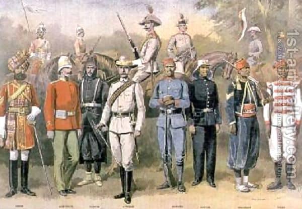 English colonial armies in their respective uniforms in celebration of the jubilee of Queen Victoria 21 June 883