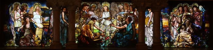 "EDUCATION"(1890), stained glass window by Louis Comfort Tiffany and Tiffany Studios, located in Linsly-Chittenden Hall at Yale University.