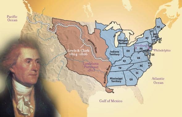 The purchase of this land from the French by Thomas Jefferson DOUBLED the size of the United States, overnight!
