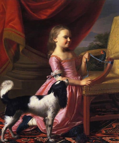 Young Lady with a bird and a dog,by John Singleton Copley. Currently owned by Toledo Museum of Art, Ohio. Image courtesy of Wiki Commons.