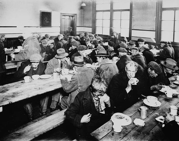 The USA had many soup kitchens in the poor years. like this one in Montreal in 1931.