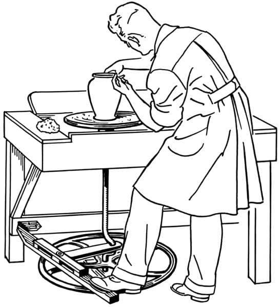 A Treadle Pottery Wheel - a potter wheel-throwing clay pots will not fail to fascinate you . Image Credit: Pearson Scott Foresman, Wikipedia Commons
