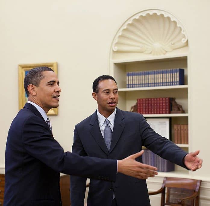 Tiger Goes to Washington: Woods meets with President Obama in April 2009.