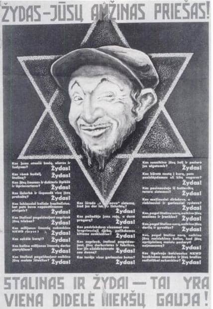 Nazi Propaganda 1941 Lithuanian 'Jews are your eternal enemies! Stalin and Jews are the gang of criminals!'