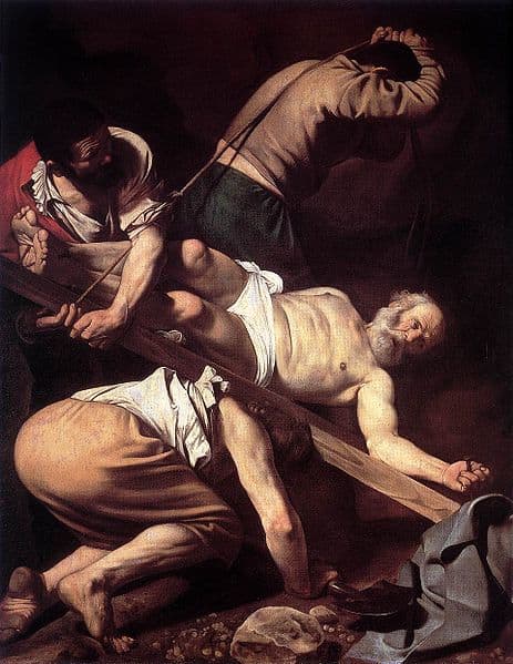 Crucifixion of St. Peter by Carravagio at the Cerasi Chapel, Santa Maria del Popolo
