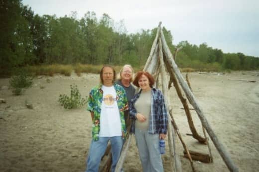 Gary (my husband - dressed like a California Tourist), Patty and I at Lake Erie. We don't live where lakes are this big. We can always see across our lakes so this was interesting.