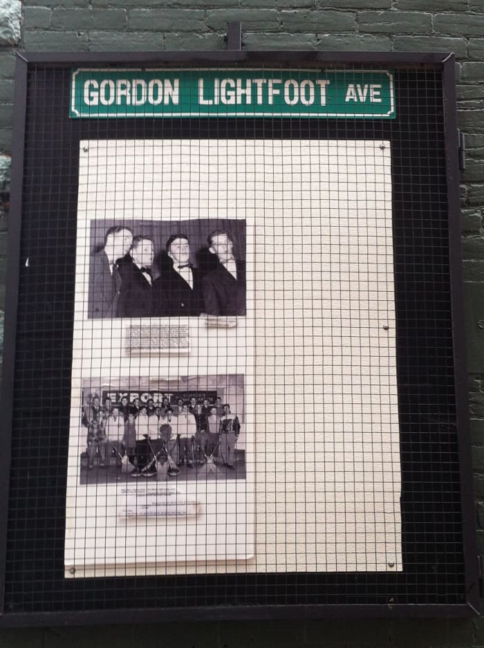 This can be seen off of Mississauga Street in Orillia. Both pictures have Gordon Lightfoot in them from when he sang as a tenor in The Collegiate Four in 1952. The other from when he played on a curling team.