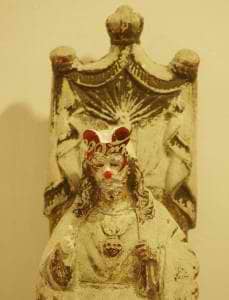 An art sculpture by Filipino contemporary artist Mideo Cruz showing his version of Jesus Christ at Manila's Cultural Center of the Philippines, Monday, Aug. 8, 2011.