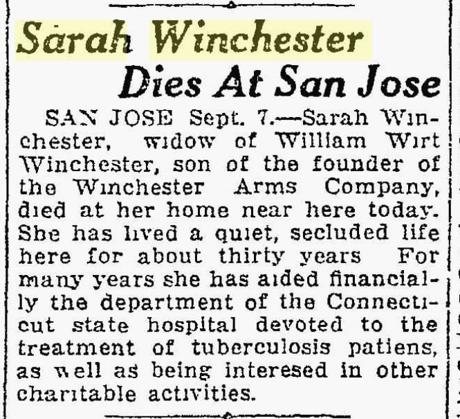A brief announcement of her death in the local newspaper