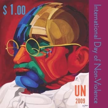 A special stamp on Mahatma Gandhi was issued by United Nations in 2009, declaring his Birthday as Day of Non-Violence