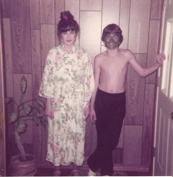 Me as a Geisha girl and my brother as the Incredible Hulk. Think he could use some more green on his chest and arms?