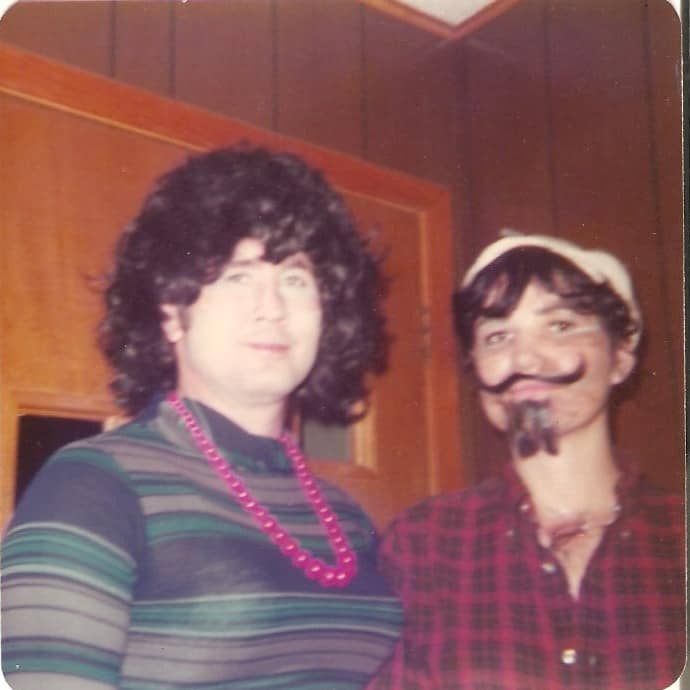 Cross-dressers for Halloween. My dad is on the left and my mom is on the right. (Obviously.) 1976