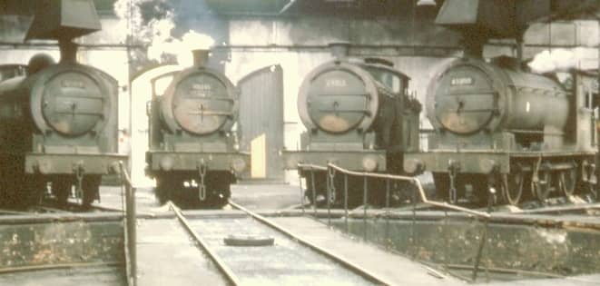 Class J27 (NER Class P3) 0-6-0 on shed at the turntable in the 1950s - 54A Sunderland South Dock). These loco's were built around WWI, mainly used on mineral workings in the region, but also served on mixed or pick-up goods runs