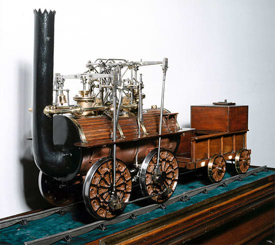 A model of Locomotion No1, built by Robert Stephenson & Co was built in 1825 for the opening of the S&DR - she ran until 'retired' in 1857, six years before the North Eastern Railway absorbed the S&DR