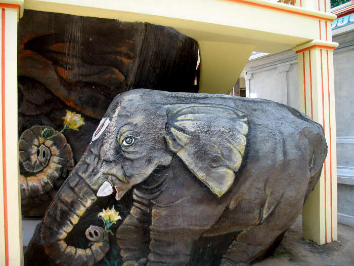 THE PURE VEGETARIAN ANIMAL A SIGNIFICANT OF STRENGTH IS WORSHIPED AND USED IN TEMPLES IN INDIA.