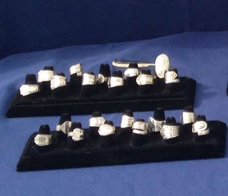 In addition to vintage buttons, I have a huge collection of spoon jewelry. Different silverware patterns produce unique rings. Some are extremely elaborate and others have a modern feel.