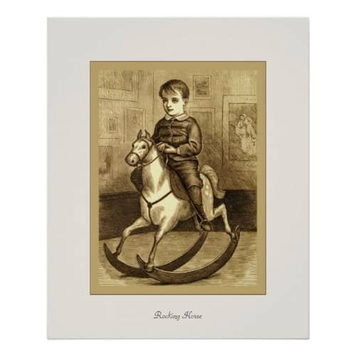 The print above can be ordered from Zazzle: Rocking Horse ~ Vintage Fine Art Print by VintageFactory