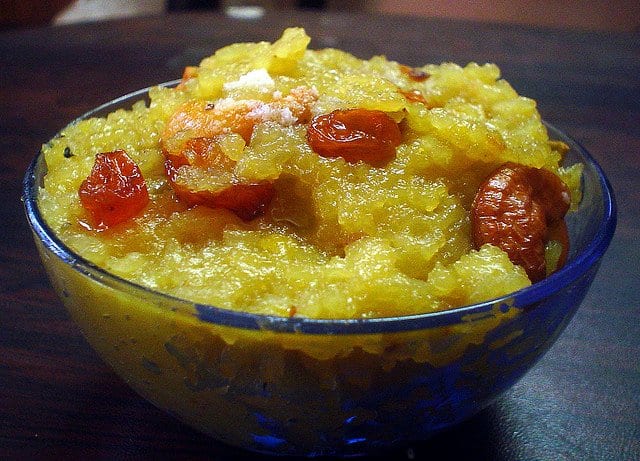Sakkarai pongal, Indian sweet that is made of newly harvested rice, jaggery, ghee, raisin and cashew nuts, is offered to sun god.
